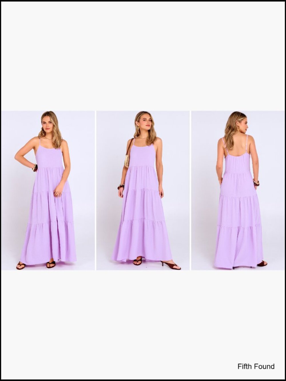 Sleeveless Spaghetti Strap Flowy Tiered Maxi Dress Summer Casual Sundress - Picture 7 of 7